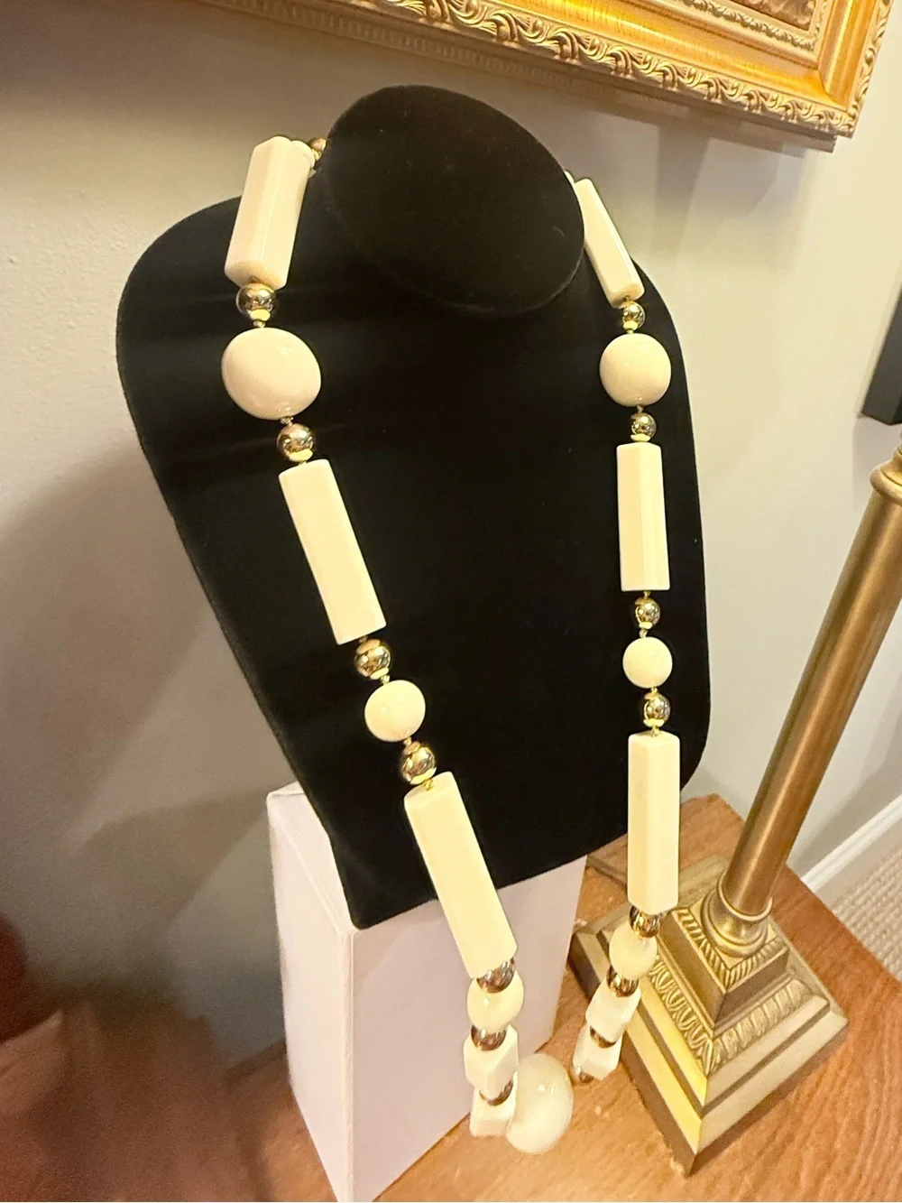 Kate Spade MARINA BAY CHUNKY BEADS CREAM IVORY GOLD Long Station Necklace